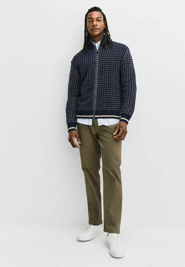 Кардиган с геометрическим узором и застежкой-молнией Next, Navy Blue Ecru White — фото 2