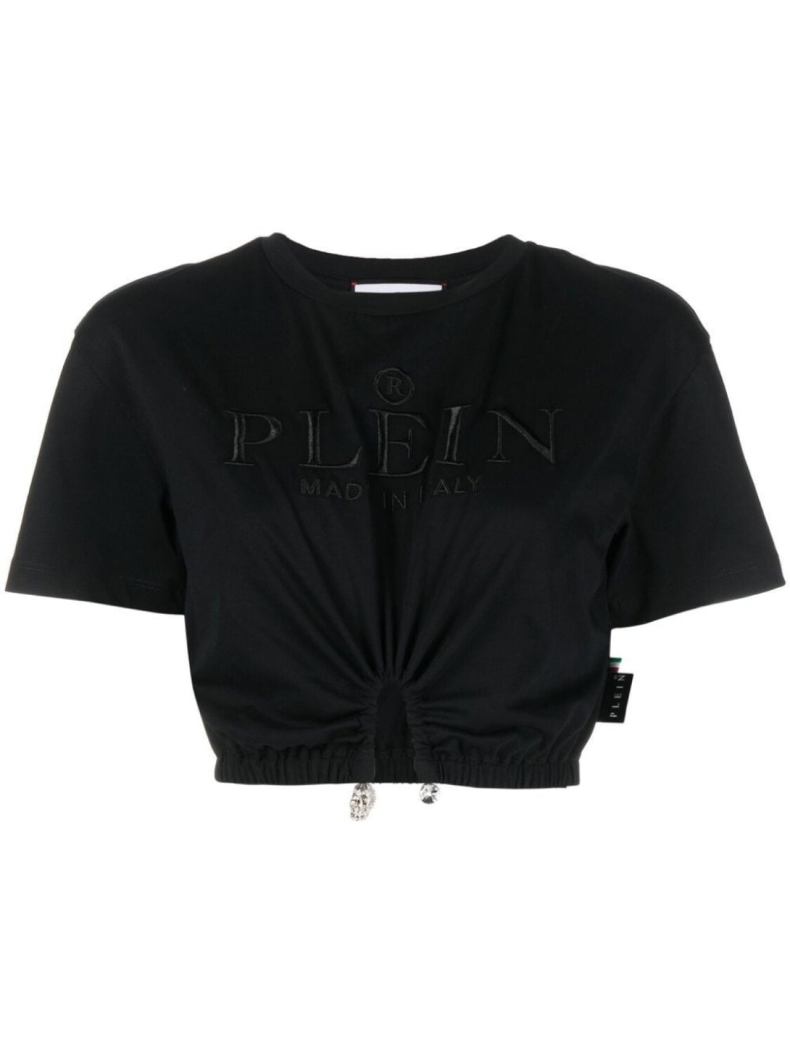 

Philipp Plein укороченная футболка с вышитым логотипом, черный