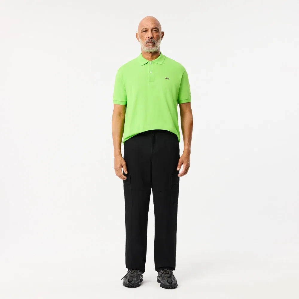 Мужские чёрные брюки карго прямого кроя от Lacoste