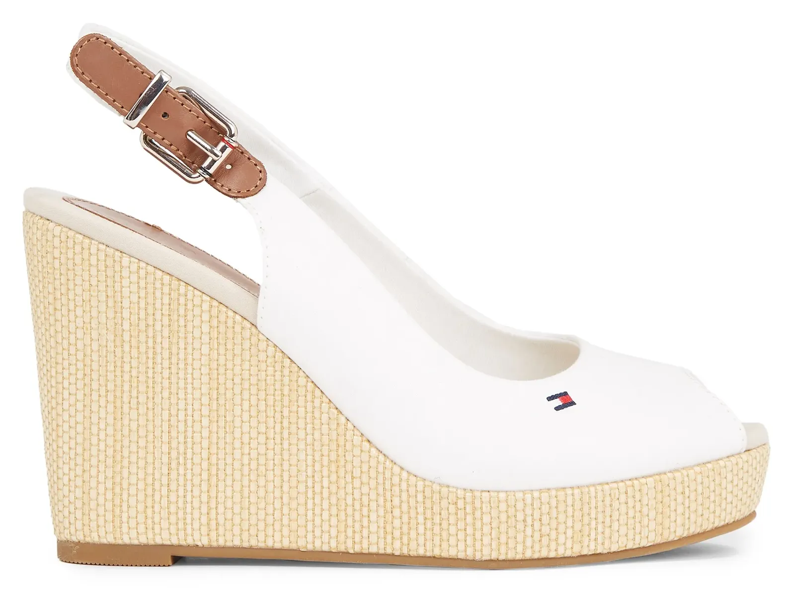 

Босоножки на танкетке Tommy Hilfiger "ICONIC ELENA SLING BACK WEDGE", летняя обувь, босоножки, каблук-танкетка, с регулируемой пряжкой, цвет Ecru