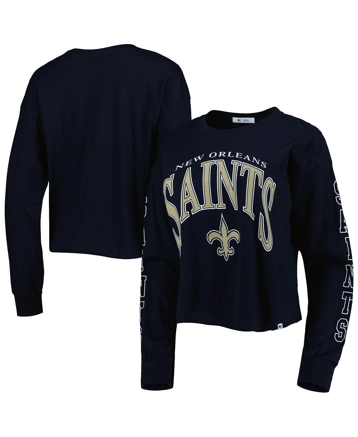 

Женская черная укороченная футболка с длинным рукавом New Orleans Saints Skyler Parkway '47 Brand, черный