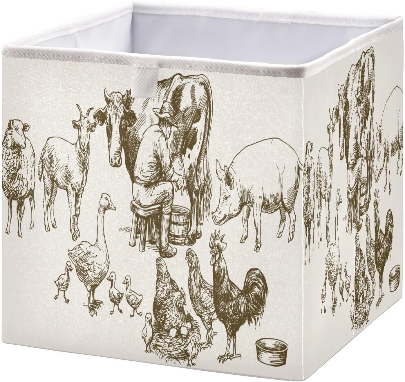 

QUGRL Фермер Доильный корова Кубик Контейнеры для хранения Органайзер Сельскохозяйственные животные Корзина для хранения одежды в деревенском стиле Коробка для полок Шкаф Шкаф Офис Общежитие Спальня 11x11 дюймов, Multicoloured