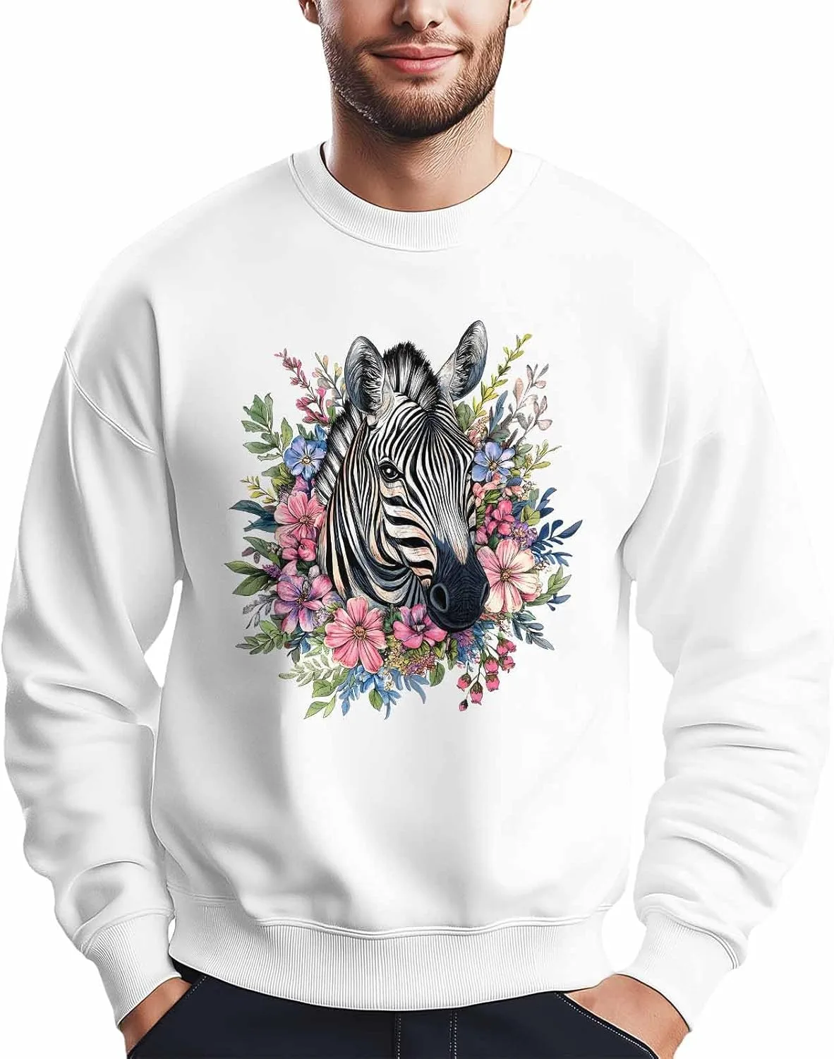 

Мужской свитшот с принтом "зебра в цветах" Winvebermior