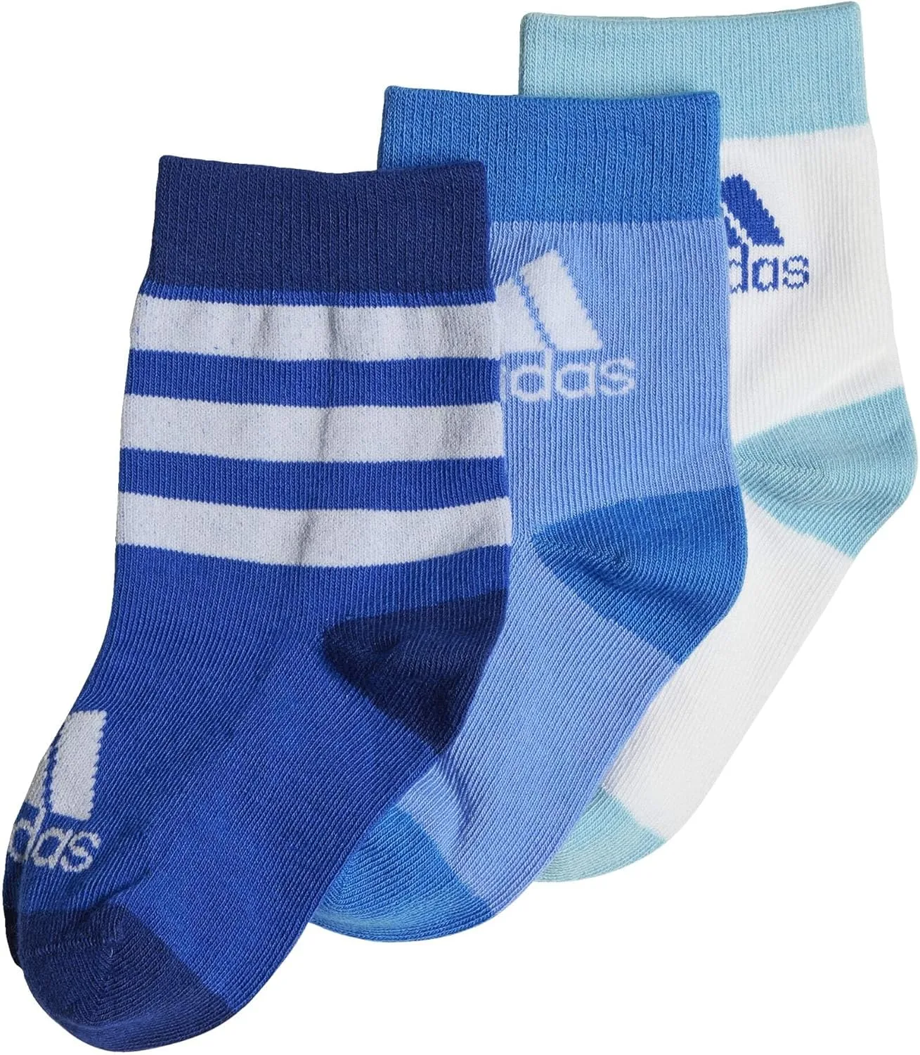 Носки Adidas с графическим принтом, 3 пары, сине-белый