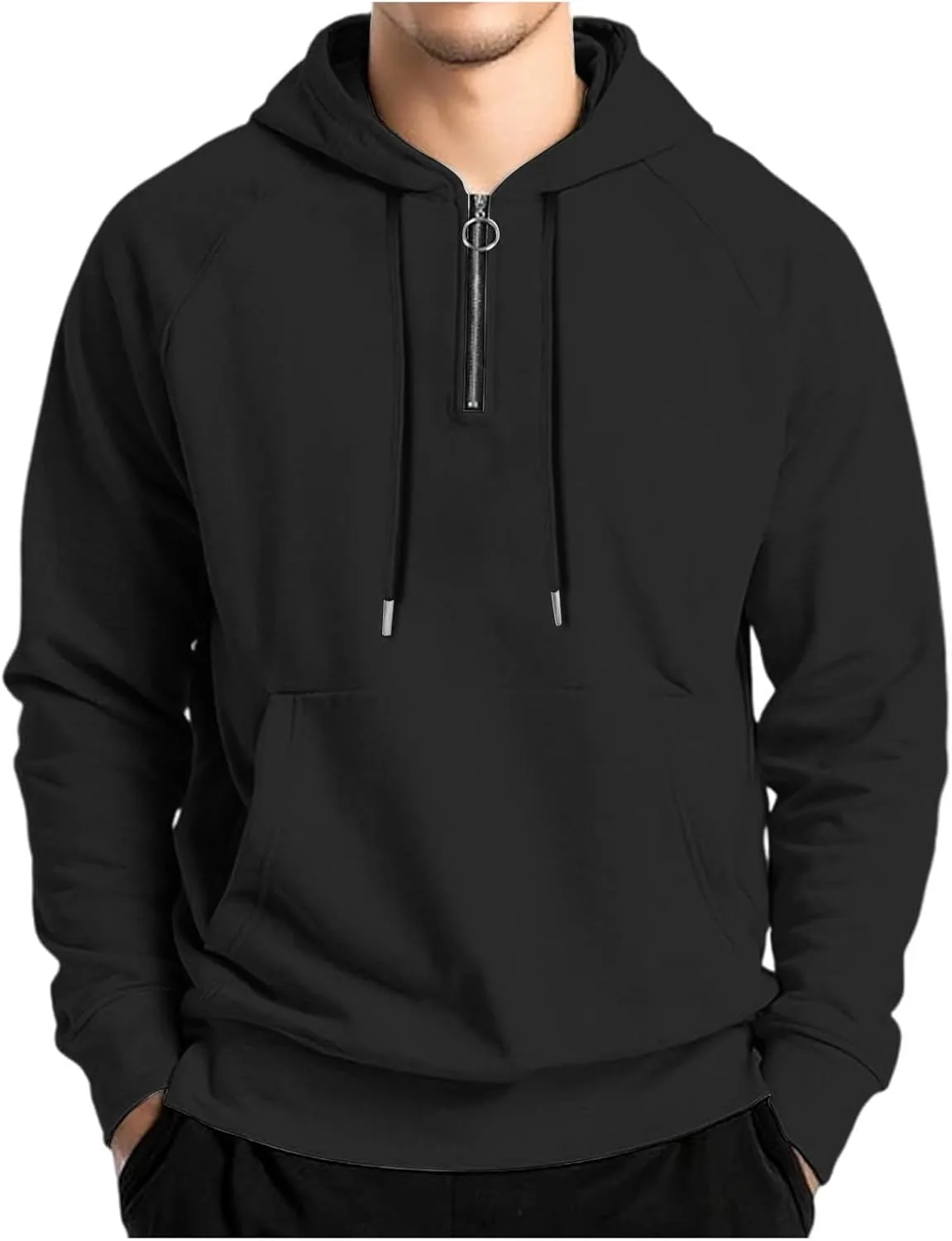 

Толстовка с капюшоном JIEMUXIU Quarter Zip Pullover для мужчин Big and Tall, оверсайз, с карманом