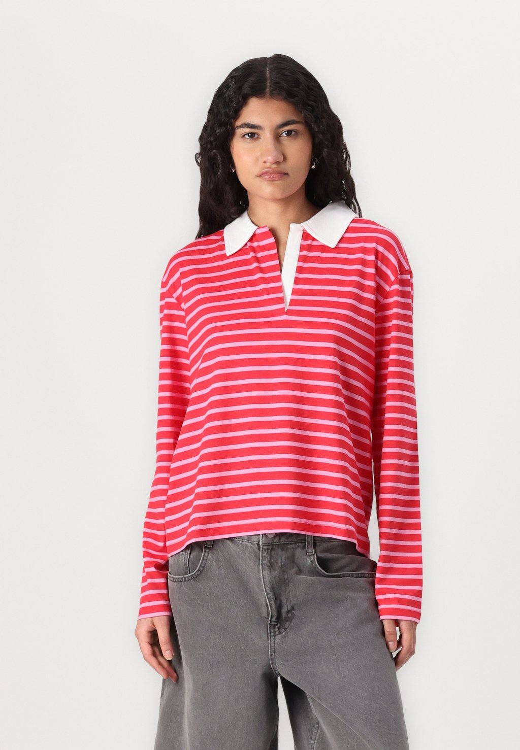 

Рубашка поло HANNAH V NECK - Long sleeved top JDY, красный