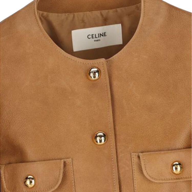 Куртка кожаная женская Celine, светло-желтый — фото 3