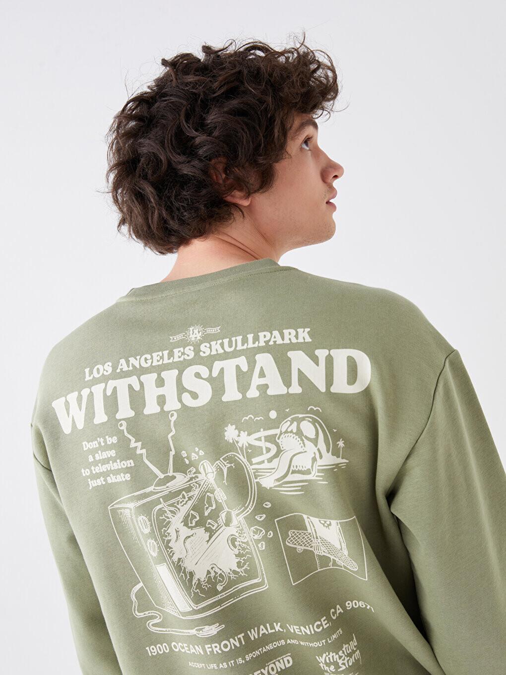 

Мужская толстовка с круглым вырезом и длинным рукавом с принтом LCW Casual, бледно-зеленый