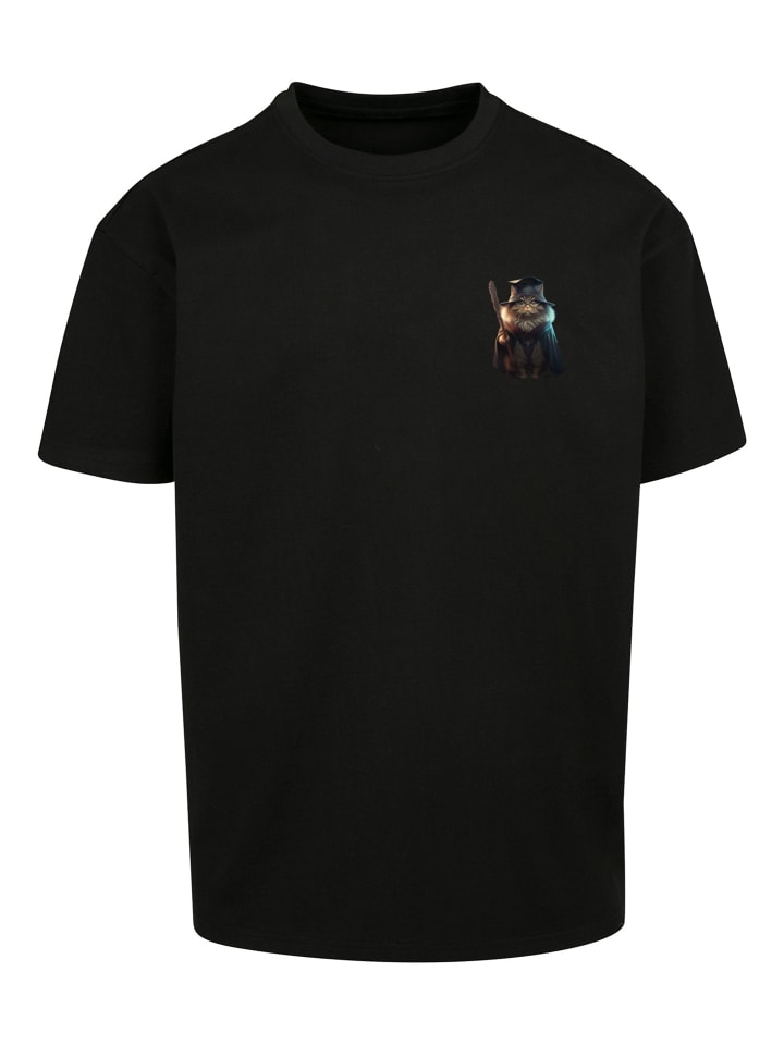 

F4NT4STIC Свободная футболка большого размера с изображением кота-волшебника, черная, Черный, F4NT4STIC Свободная футболка большого размера с изображением кота-волшебника, черная