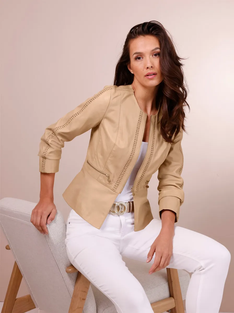 

Кожаный пиджак CREATION L PREMIUM "Пиджак из кожи наппа ягненка", цвет Camel