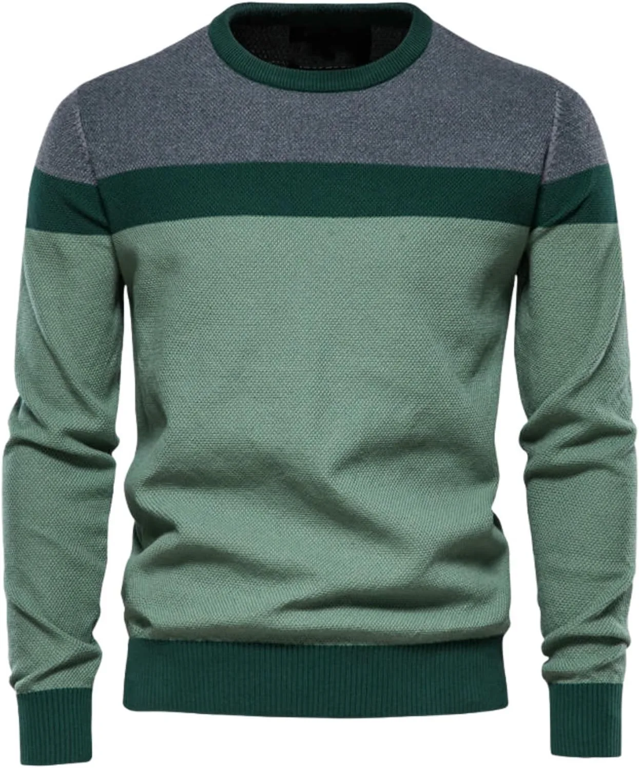 

Мужской осенний вязаный свитер с круглым вырезом и длинными рукавами в полоску MUFURONG