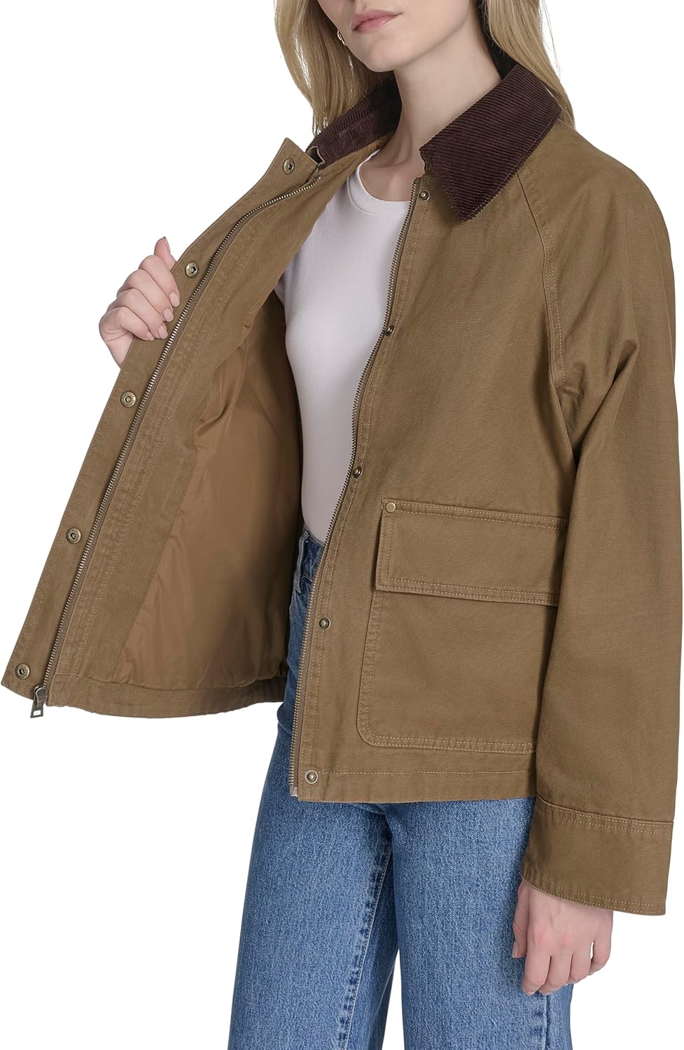 Женская короткая хлопковая куртка Levi's Barn, Brown — фото 4