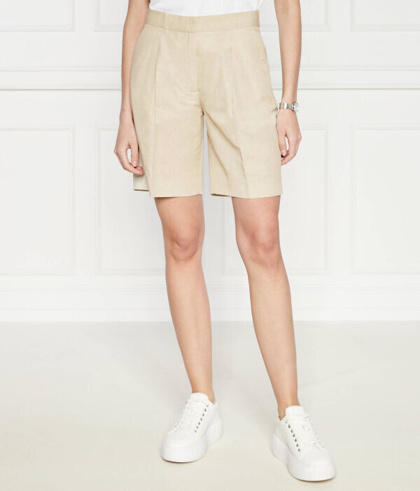 Шорты льняные Calvin Klein Regular Fit, бежевый — фото 3