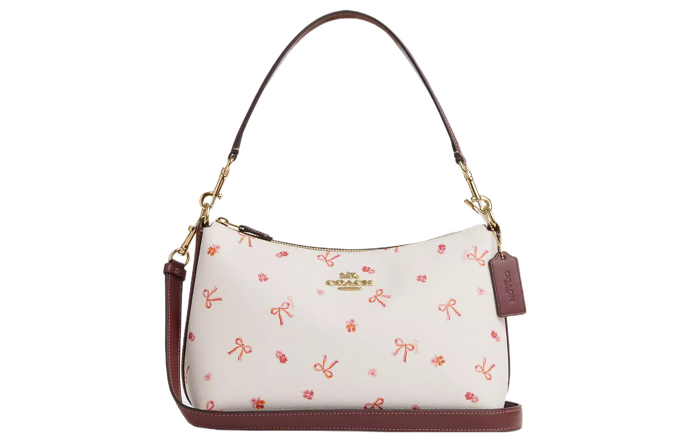 

Кожаная сумка Clara через плечо среднего размера женская белая COACH