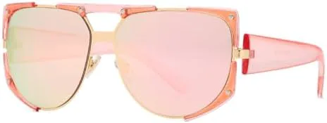 

Солнцезащитные очки RUOVEXIE большого размера 2027 года, модные, для мужчин и женщин, с защитой от УФ-излучения UV400, в винтажном стиле MTZJH, Babi-pink