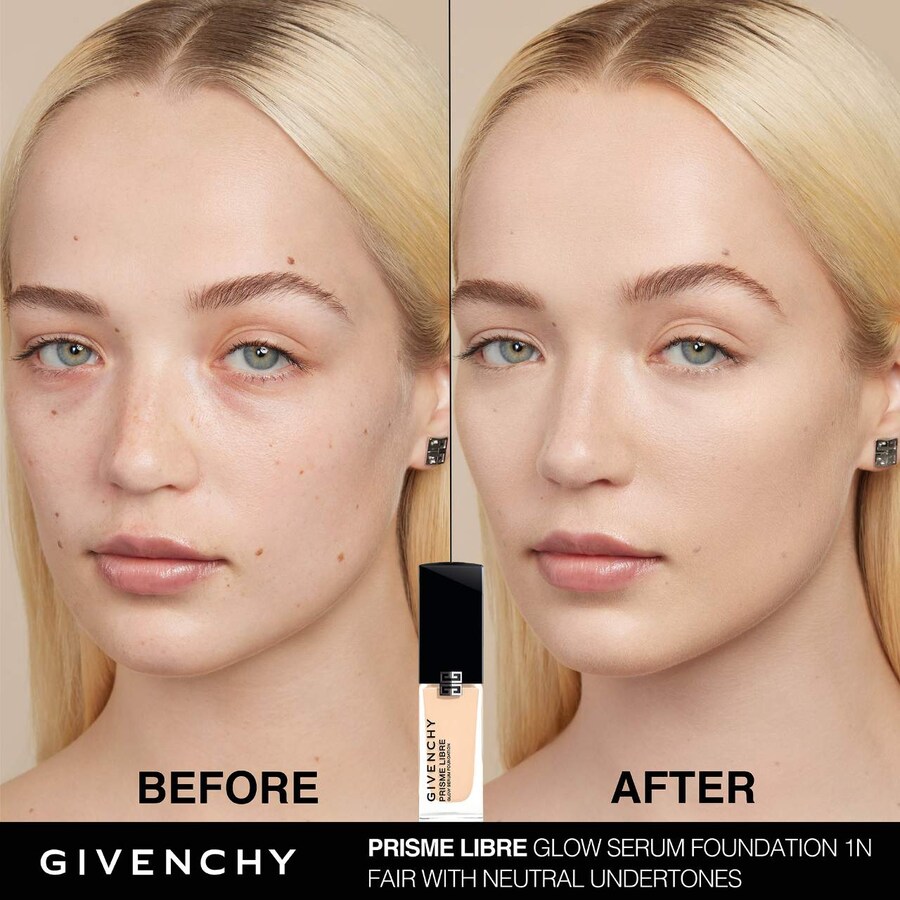 Тональная основа Prisme Libre Glow Serum с эффектом разглаживания и естественным финишем Givenchy, 1 oz /30 ml, 1N — фото 2