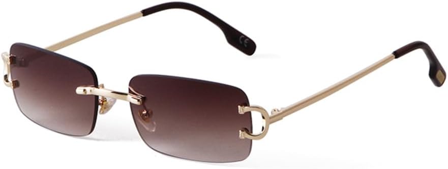 

Мужские солнцезащитные очки без оправы прямоугольной формы, женские солнцезащитные очки с металлическими линзами, линзы с градиентом, без оправы, защита от УФ-излучения UV400 generic, C7 Brown