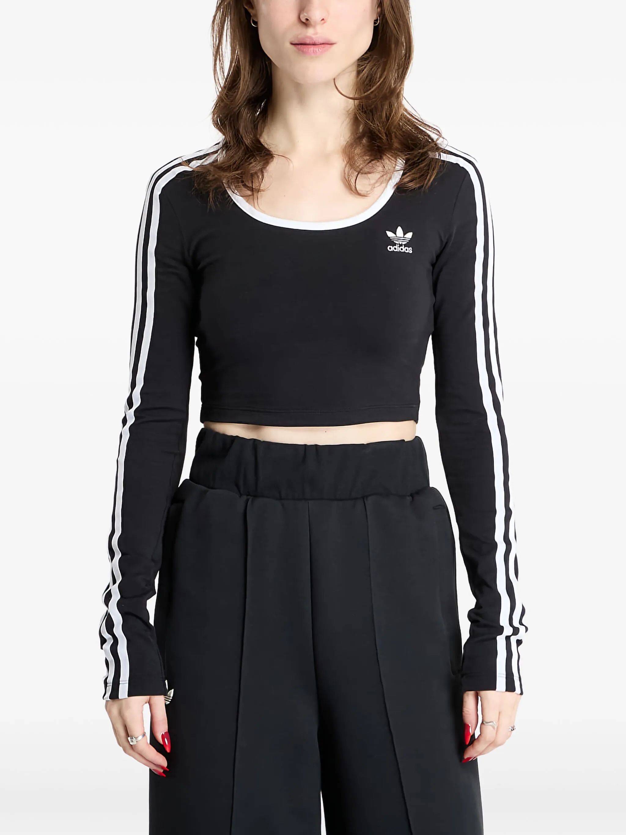 

Укороченный топ Adicolor с длинными рукавами Adidas, черный