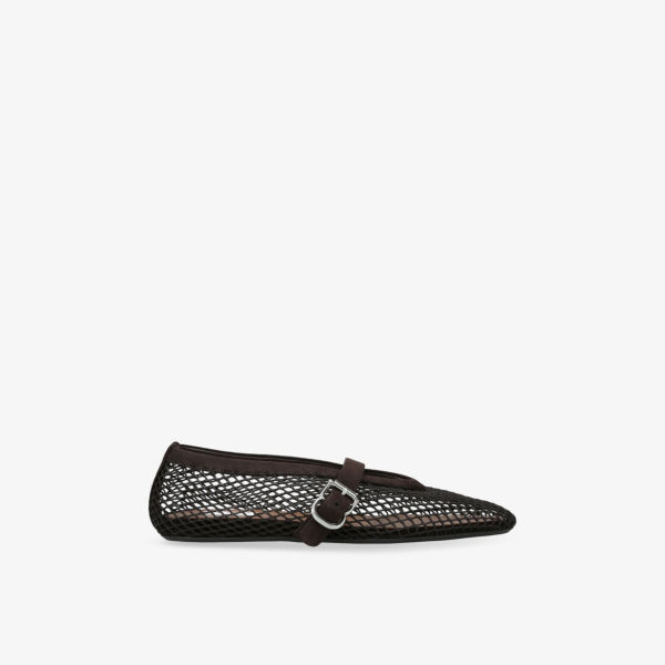 Балетки Azzedine Alaia Ballerina из сетки и замши, коричневый — фото 3