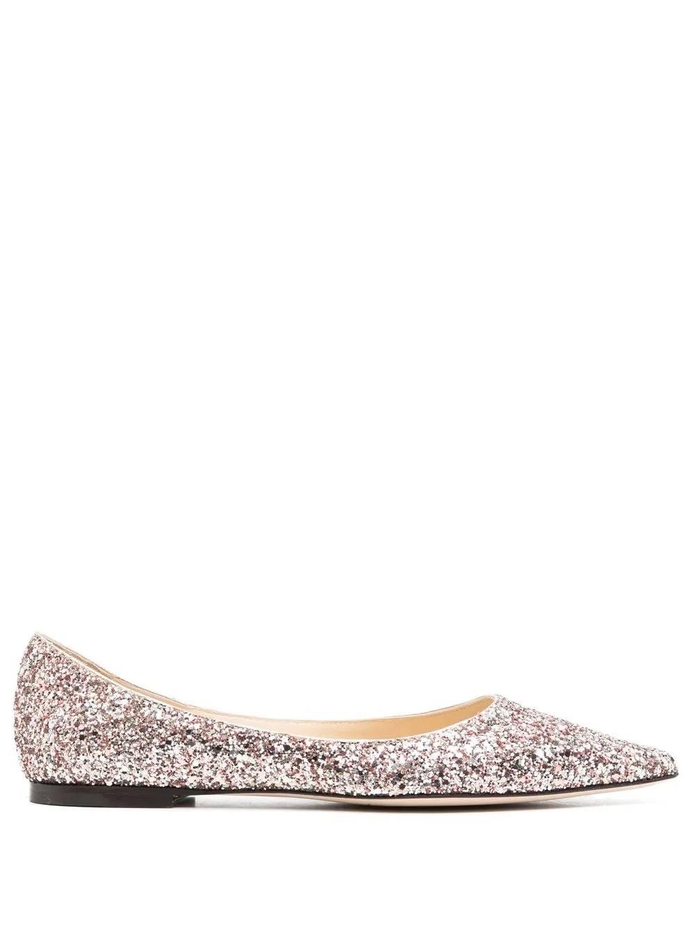 Балетки Romy с заостренным носком и блестками JIMMY CHOO, розовый