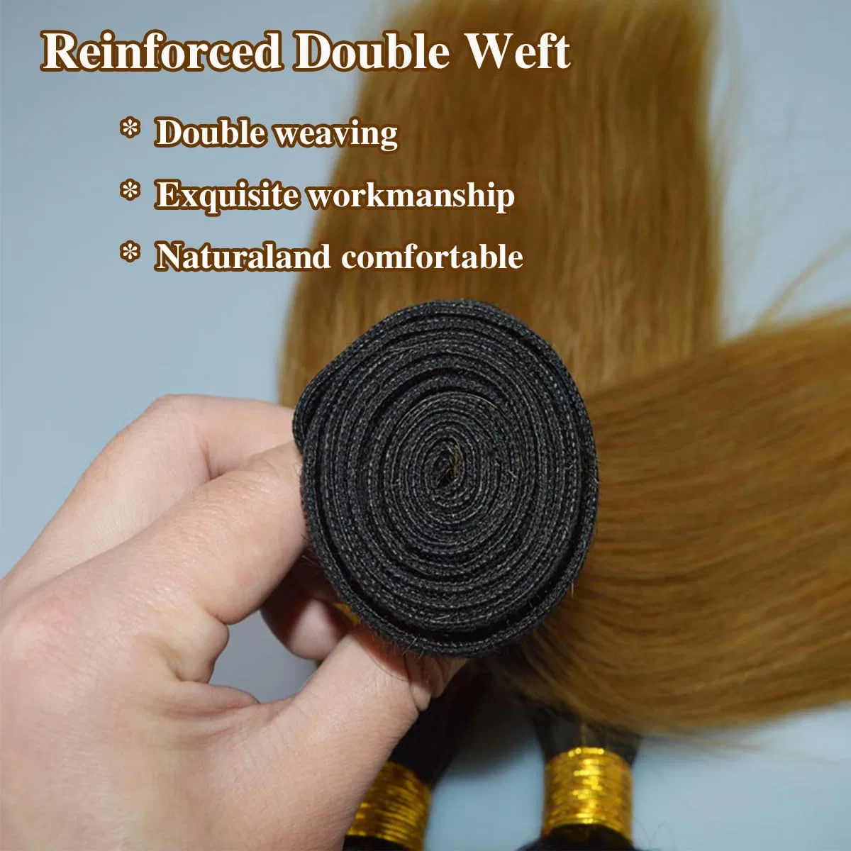 Прямые накладные волосы Ombre 1B27 Honey Blonde 55.5-61 см Volvetwig, Straight Bundles #1B27 — фото 3