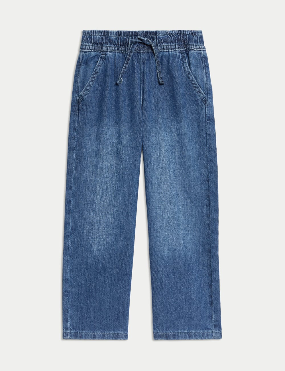 

Джинсы широкого кроя с эластичной талией Marks & Spencer, темный деним