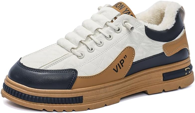 

Мужские модные кроссовки Низкие повседневные скейтбордические спортивные туфли Комфортные зимние утепленные мехом кроссовки Классические слипоны для повседневной носки и отдыха Hhhchpm, коричневый