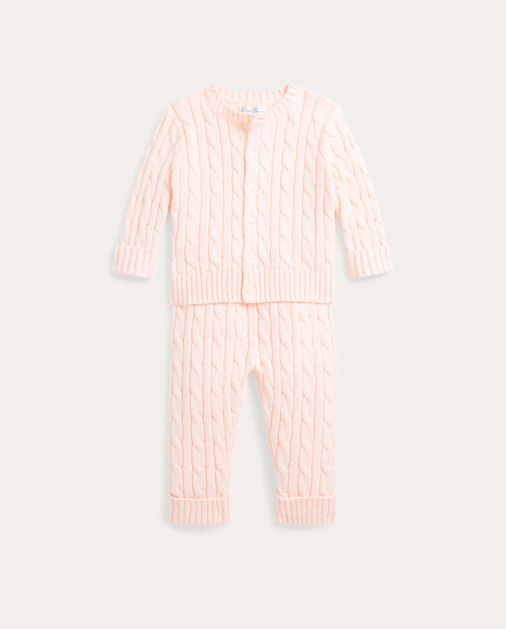 

Детский комплект для девочки из кардигана и хлопковых брюк Polo Ralph Lauren, розовый