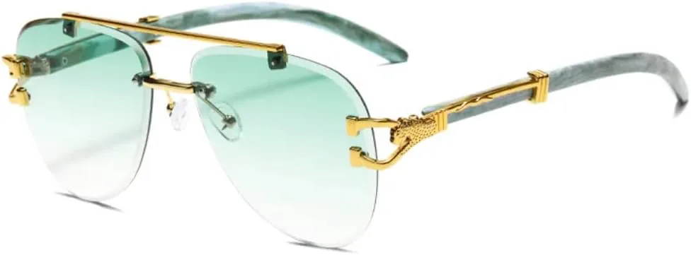 

Роскошные модные безрамочные солнцезащитные очки с двойным оправой и градиентным переходом цвета для женщин и мужчин с леопардовым принтом TVTBBVV, Green