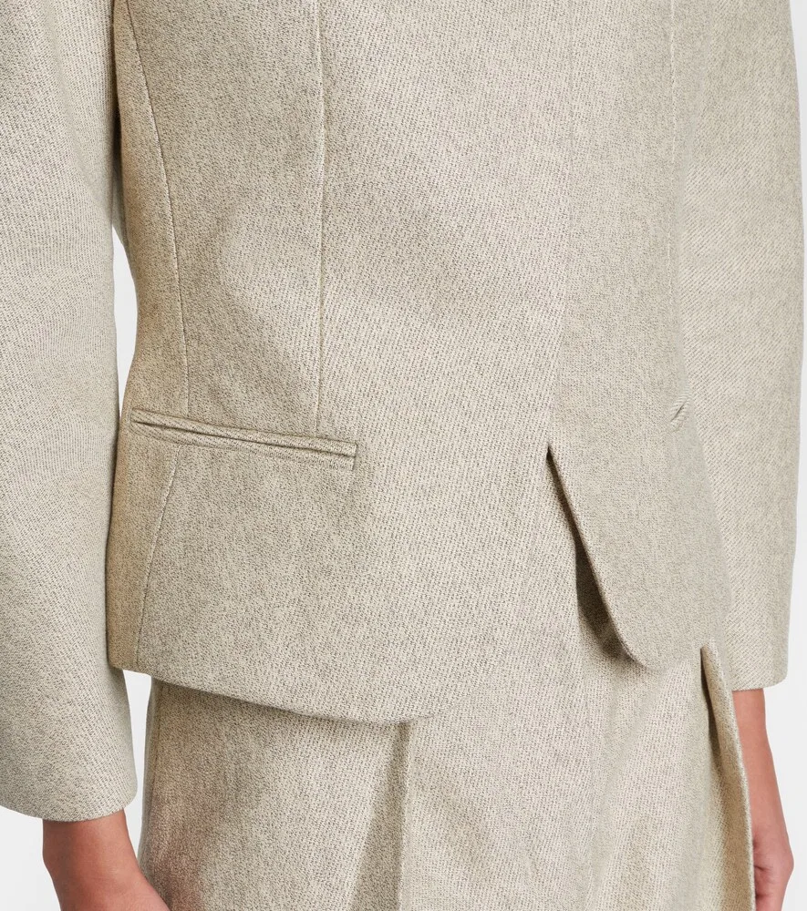 Куртка Ovalo из хлопка и льна Jacquemus, бежевый — фото 4