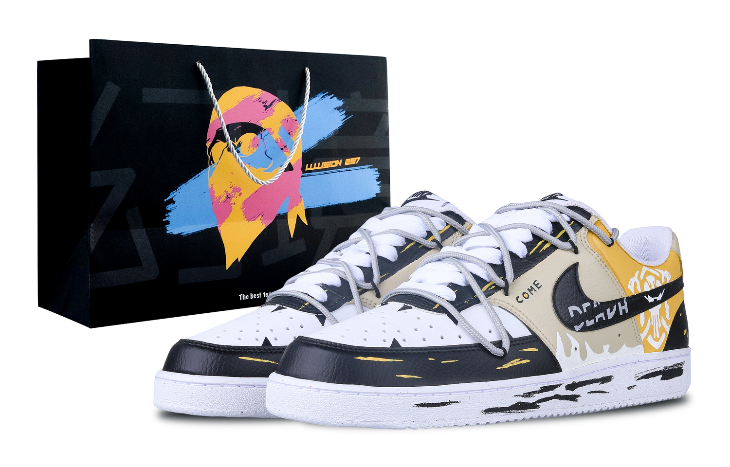 

Кроссовки Court Vision 1 мужские низкие желтые Nike, черно-желтые