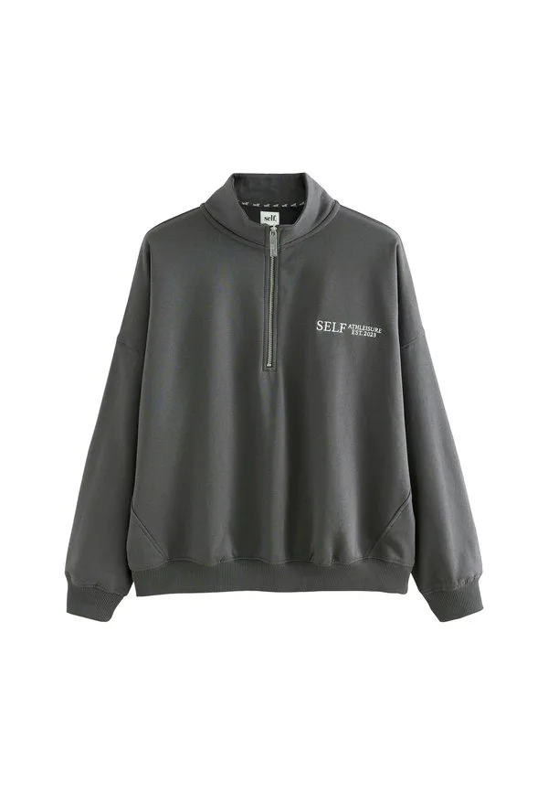 

Толстовка с застежкой-молнией до середины груди, укороченная модель. Self., Charcoal Grey, Черный, Толстовка с застежкой-молнией до середины груди, укороченная модель. Self., Charcoal Grey