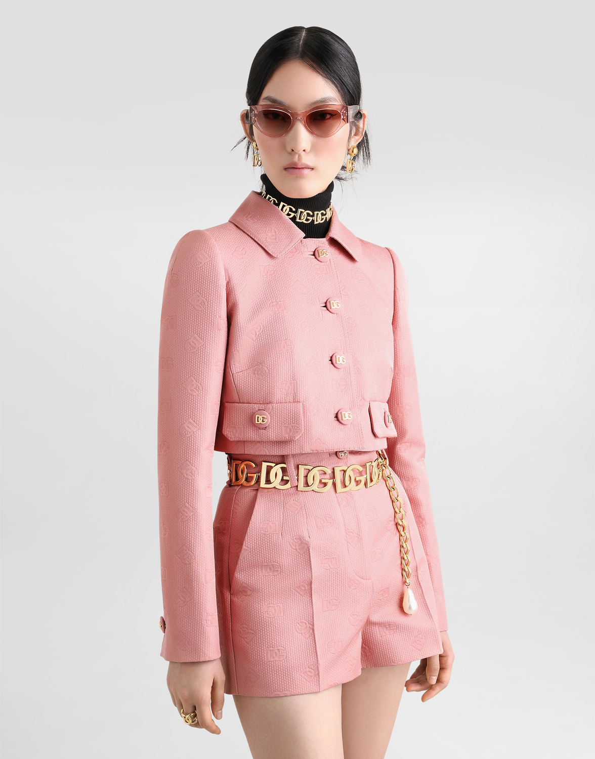 Стеганые жаккардовые шорты с логотипом dg Dolce & Gabbana, розовый — фото 4