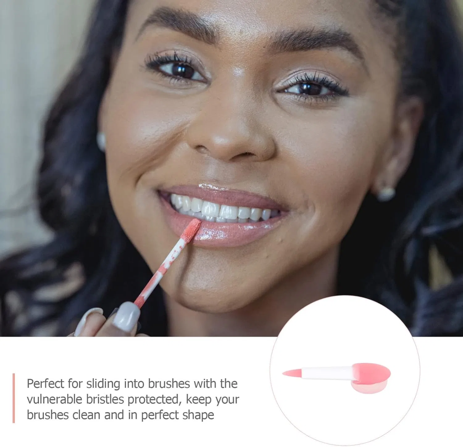 Набор колпачков для кистей Silicone Brush Cover 10 шт Beaupretty розовый — фото 4