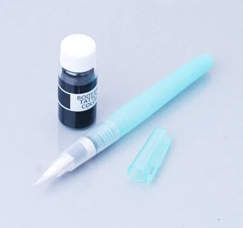 Кисть для аквагрима и тату Water Brush & Body Art Tattoo Color, циан Shonando Fake Tattoo Pro Shop Shonando