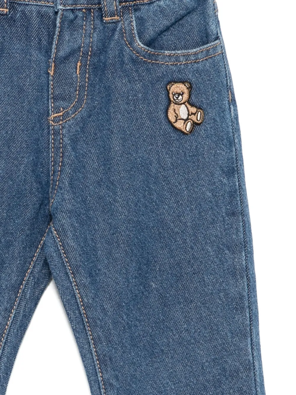 Джинсы с вышивкой Moschino Kids, синий — фото 3