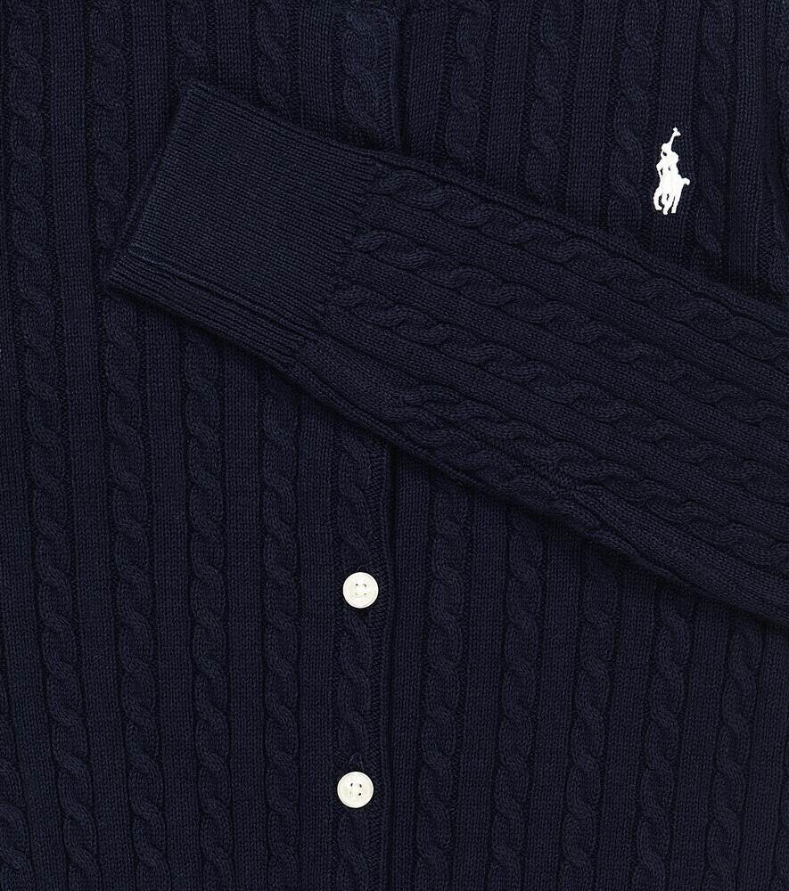 Хлопковый кардиган вязки косами Polo Ralph Lauren, синий — фото 3