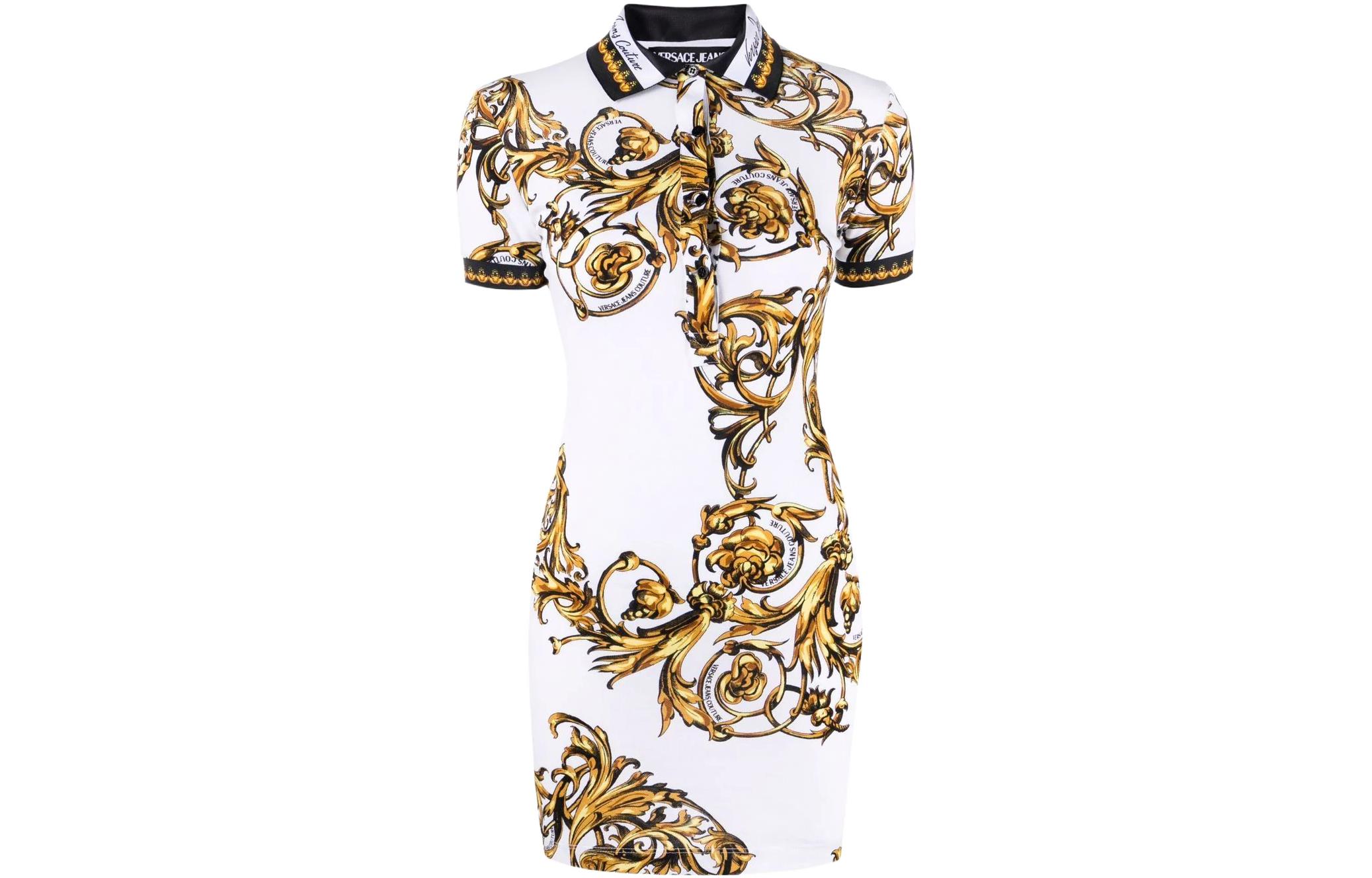 

VERSACE JEANS COUTURE Женское белое платье с коротким рукавом SS22