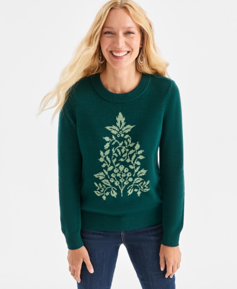

Женский праздничный пуловер с круглым вырезом, эксклюзивно для Macy's Style & Co, Holiday Tree