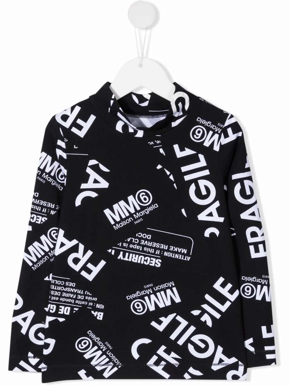 

Флисовый топ с принтом Fragile MM6 Maison Margiela Kids, черный