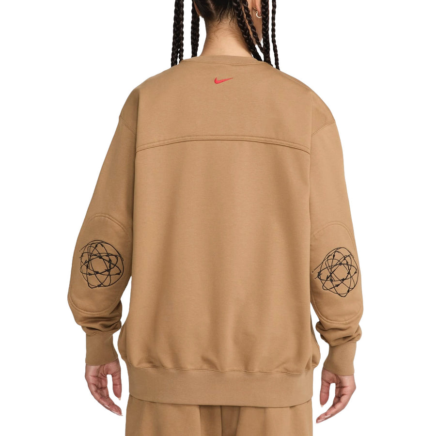 Свитер (WMNS) Nike Sportswear Breaking Loose French Terry Sweatshirt Asia Sizing 'Dark Driftwood', коричневый — фото 2