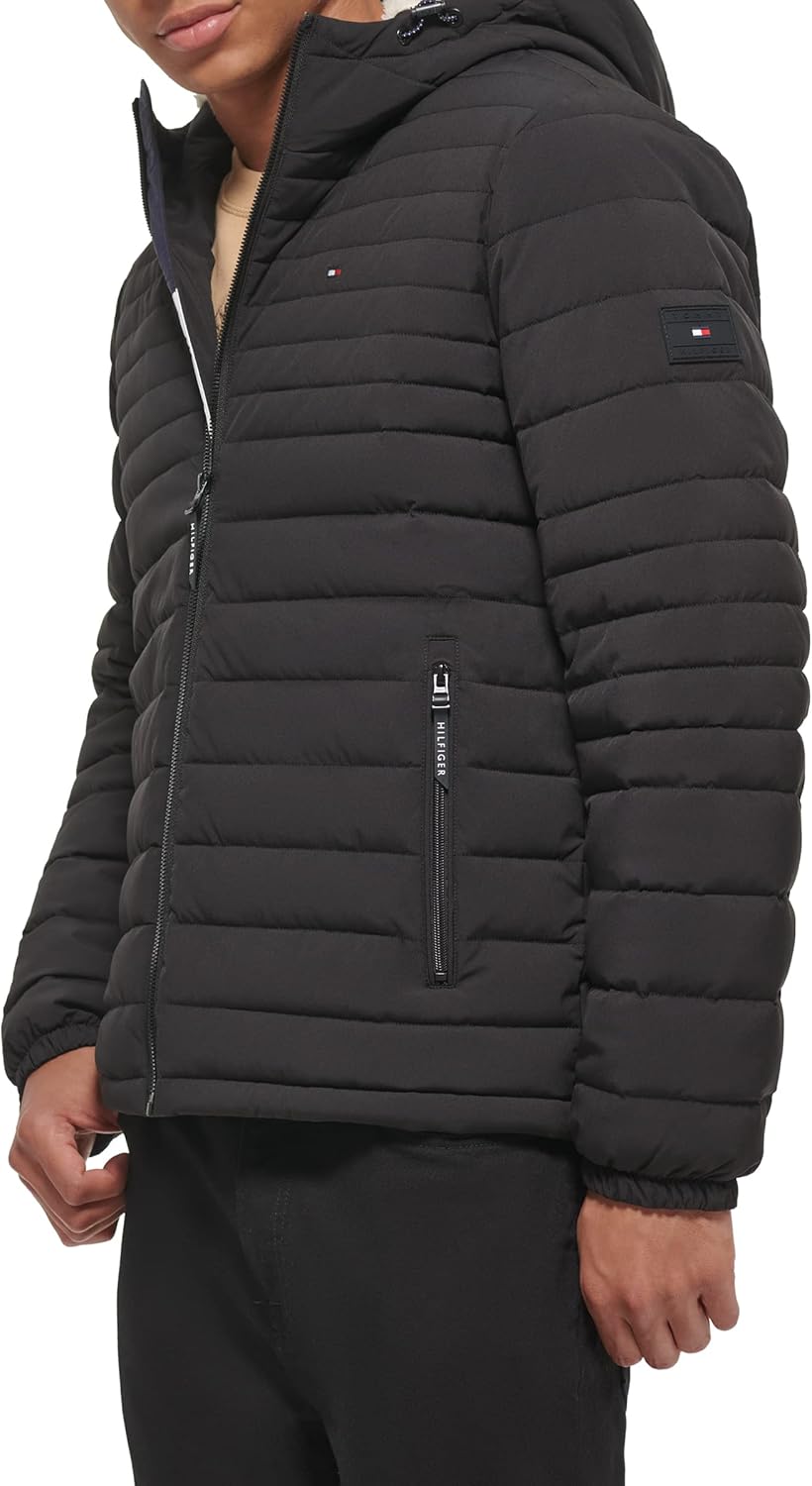 Мужская куртка Tommy Hilfiger из эластичного полиэстера с капюшоном и подкладкой из шерпы, Black — фото 3