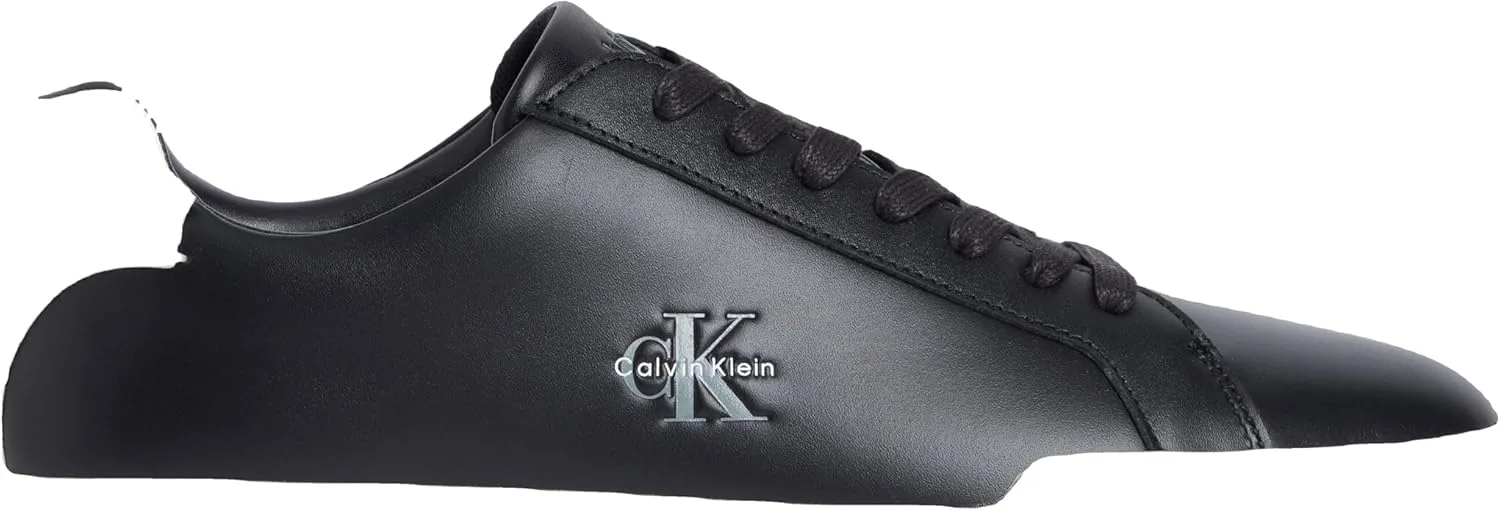 Мужские кожаные кроссовки Calvin Klein с толстой подошвой и шнуровкой, белый/черный — фото 2