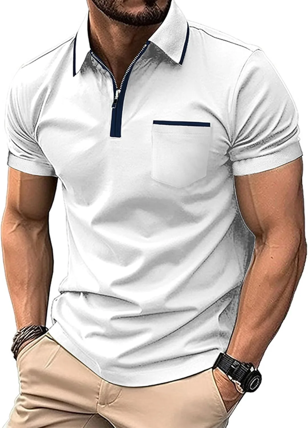 

Мужская футболка FlekmanArt Casual Henley с коротким рукавом и V-образным вырезом