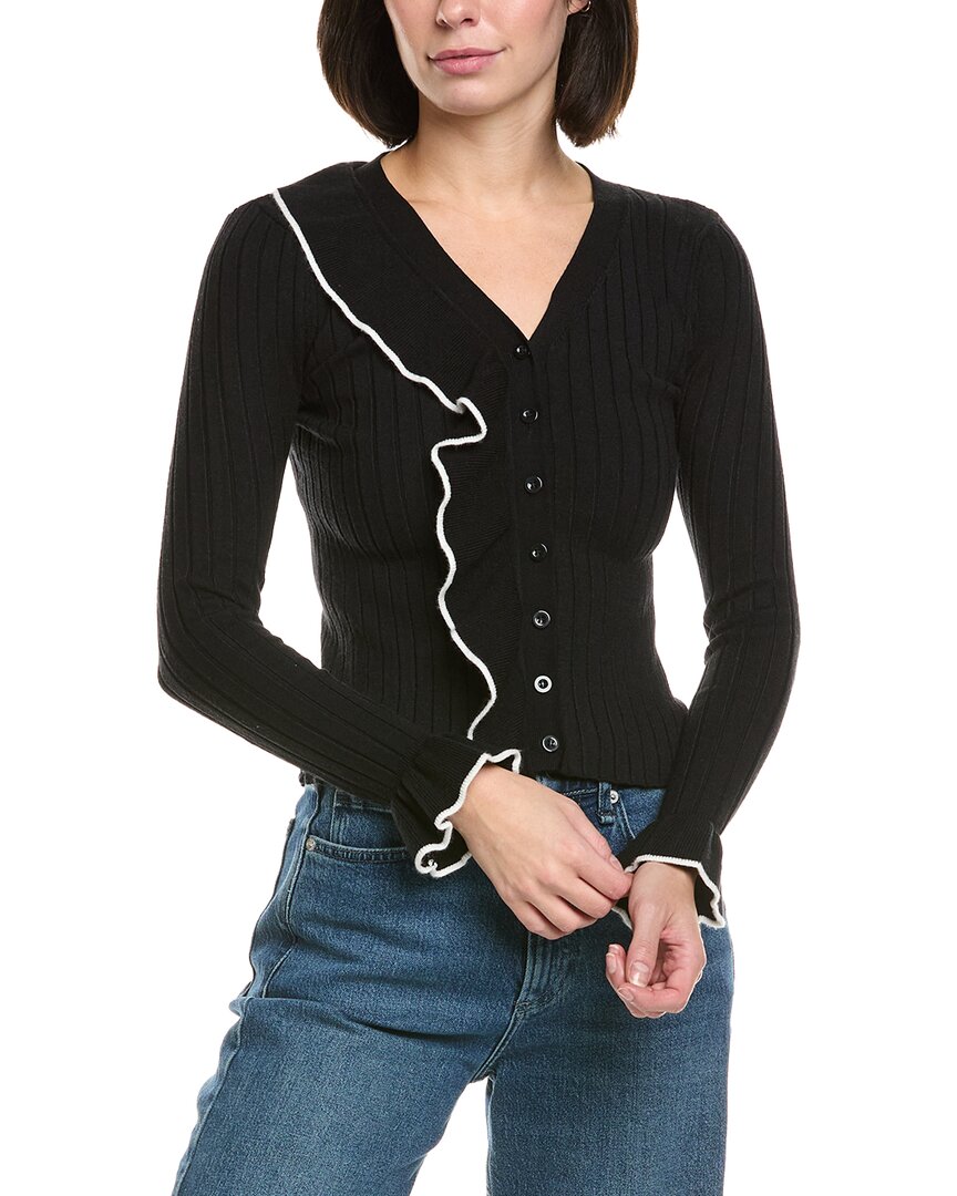 

Вязаный топ Gracia с V-образным вырезом и оборками Gracia, черный