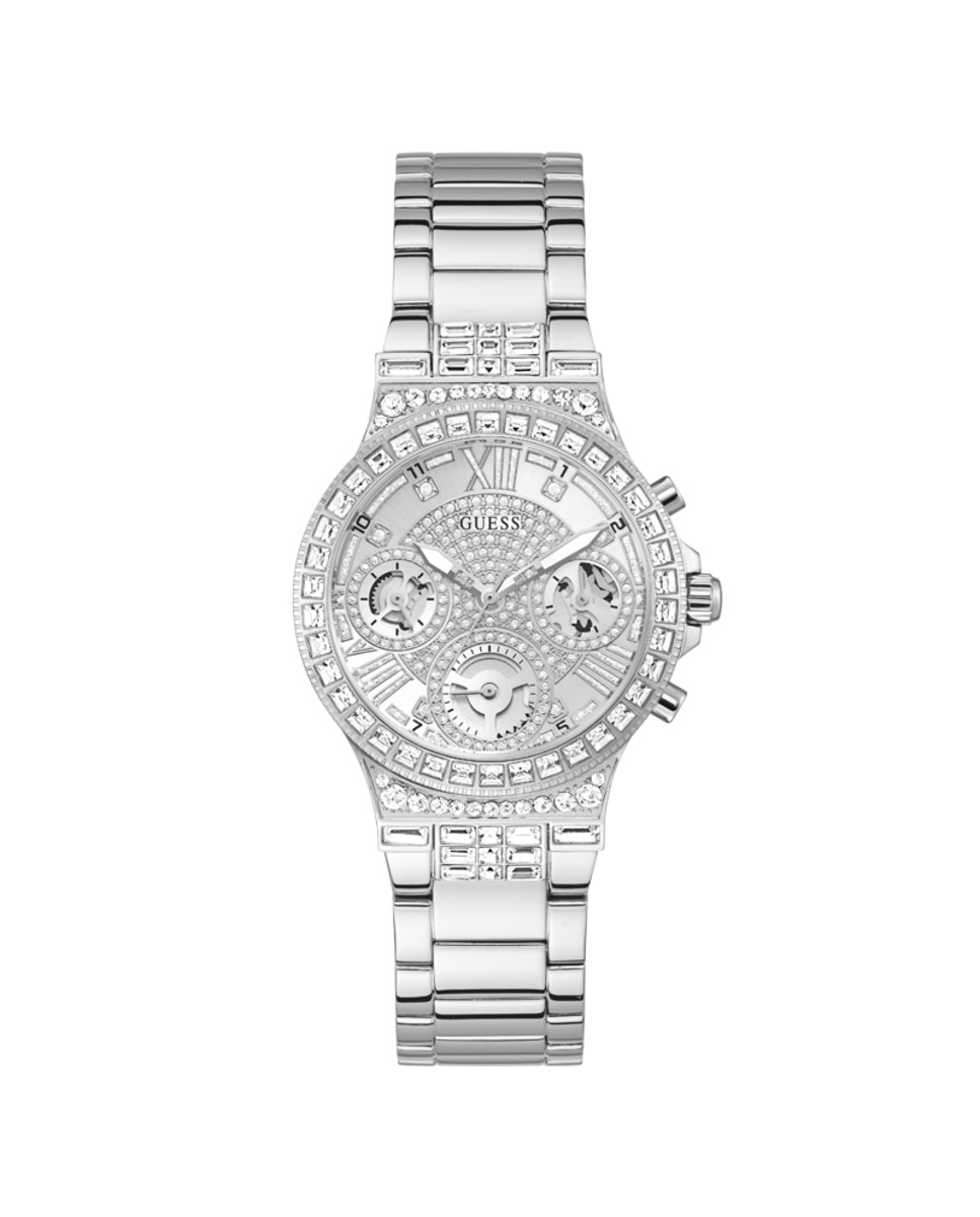 

Женские часы Moonlight GW0320L1 с силиконовым и серебряным ремешком Guess, серебро