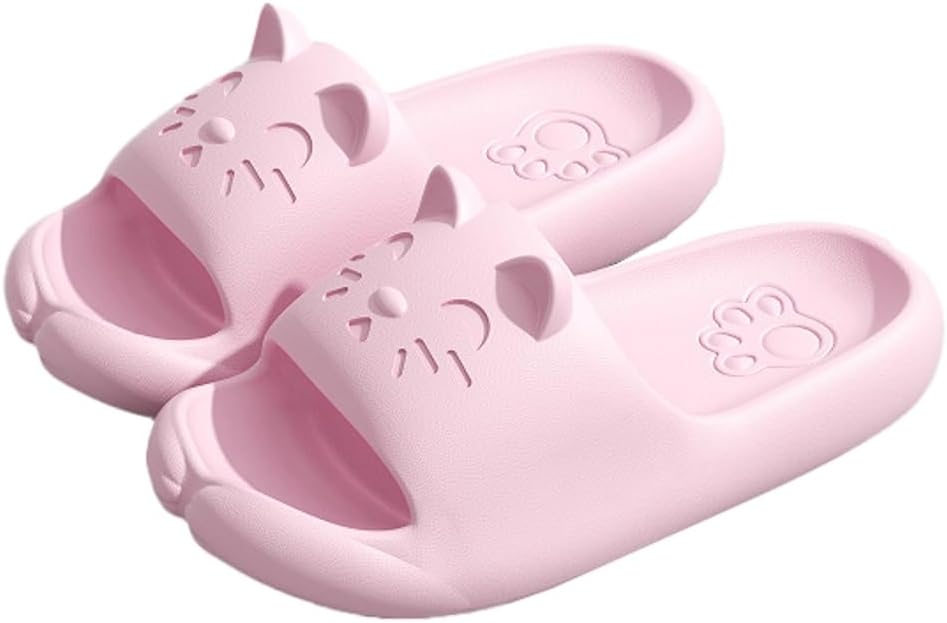 

Женские и мужские шлепанцы с милым мультяшным дизайном Rungion, быстро сохнущие, для ванной, с противоскользящей подошвой, домашние тапочки-подушки, розовый