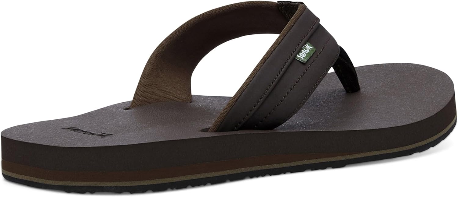 Sanuk Mens Ziggy ST | Flip Flops for Men | Mens Сандалии | Beach Сандалии | Water Friendly & Lightweight | Comfort Footbed, темно-коричневый — фото 4