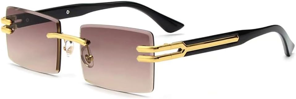 

Ретро-солнцезащитные очки без оправы для мужчин и женщин в стиле панк, прямоугольные солнцезащитные очки без оправы, маленькие, с защитой от УФ-излучения UV400 MTZJH, 8