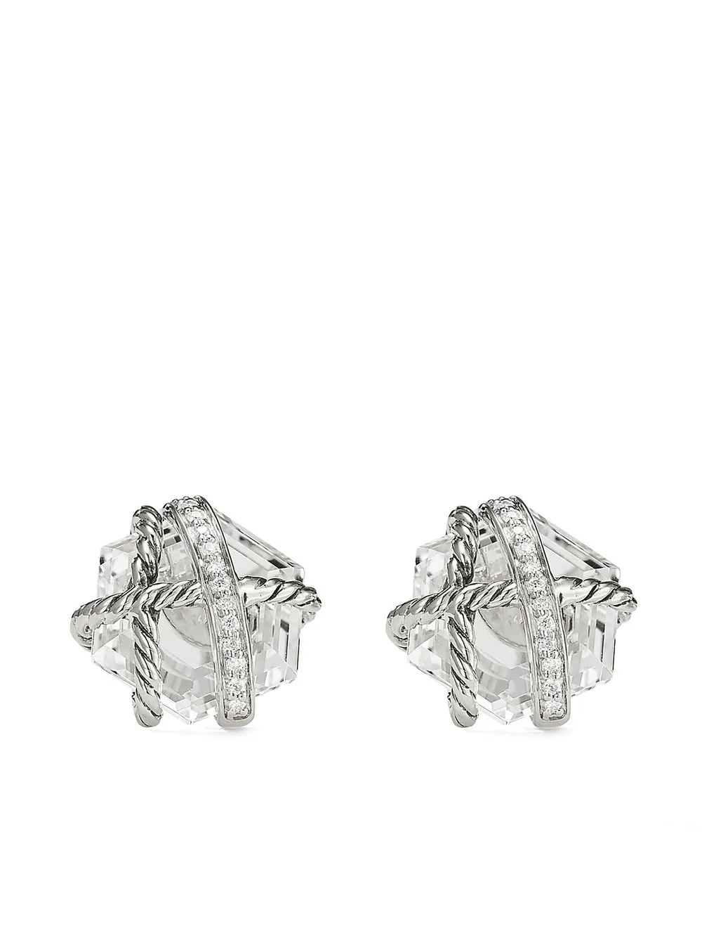 

Серебряные серьги-гвоздики Cable Wrap с бриллиантами (11 мм) David Yurman, серебряный